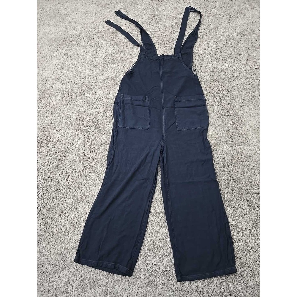 O'neill Summerlin Jumpsuit Womens XL Blue Front Patch Pockets Wide Leg Cropped